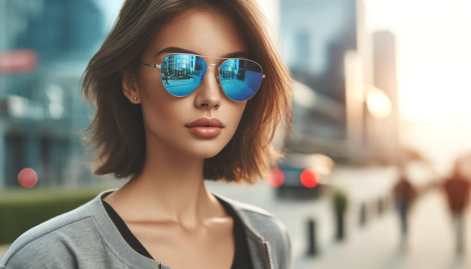 Óculos De Sol Espelhado Azul Feminino