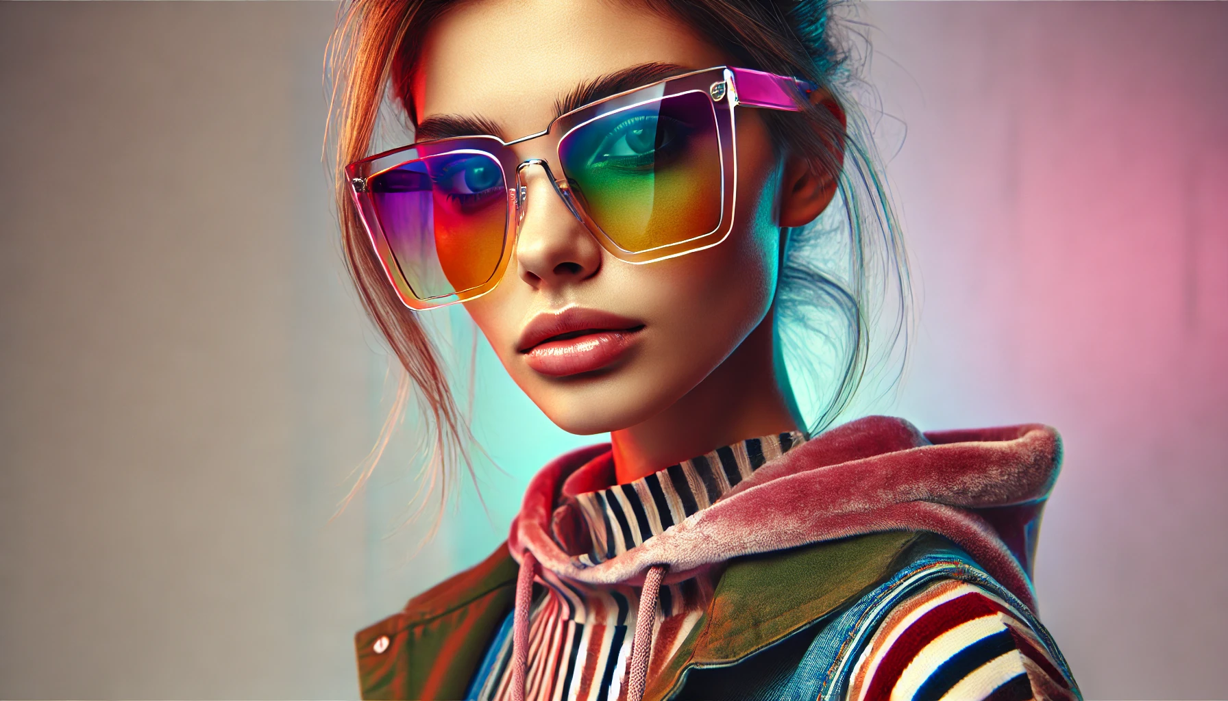 Óculos De Sol Colorido Transparente