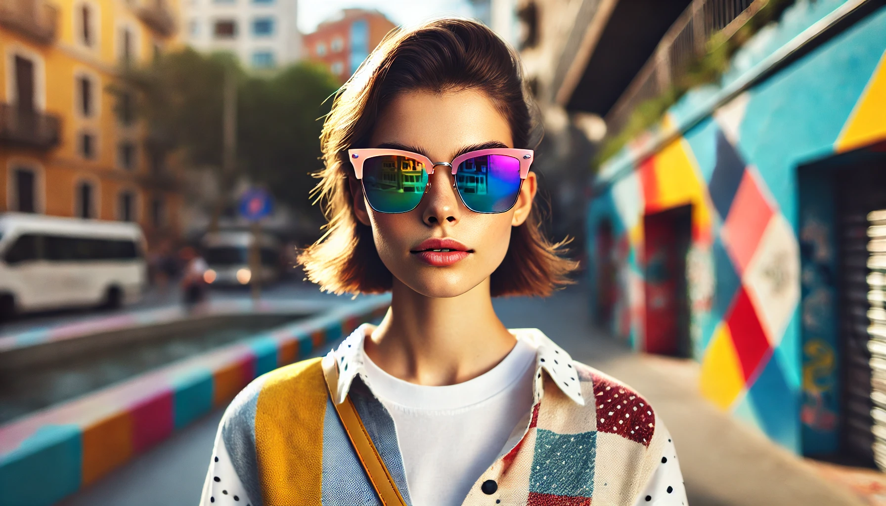 Óculos De Sol com Armação Colorida