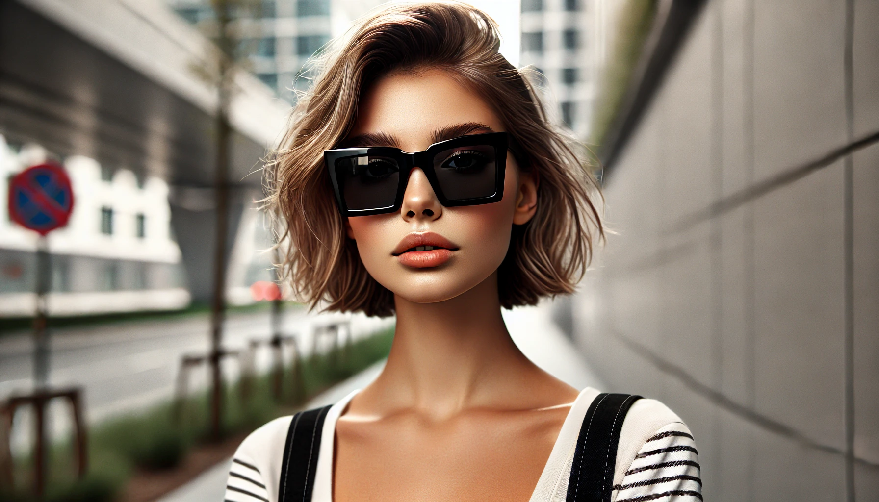 Óculos De Sol Quadrado Feminino Acetato Preto