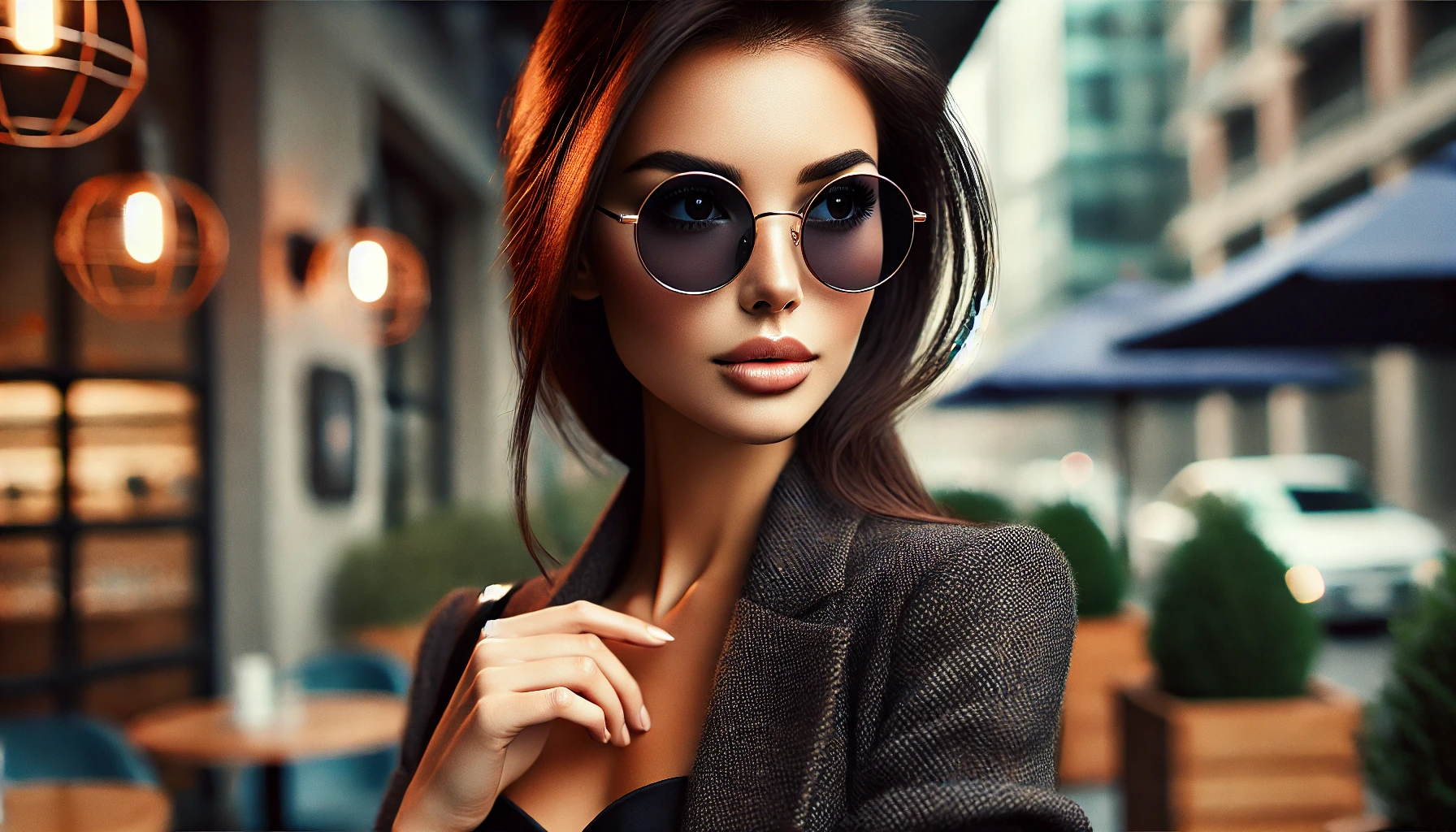 Óculos Escuro Redondo Feminino